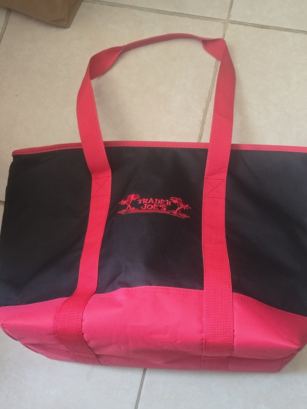 Trader Joe's Black & Red Tote Bag